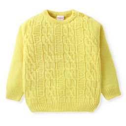 Babyhug Knitted Full Sleeves Pullover Sweater With Cable Knit Design - Yellow-image-24
