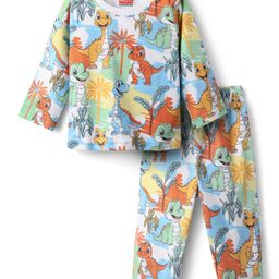 Babyhug Cotton Knit Full Sleeves Night Suit with Rainbow Theme Print - White-image-63