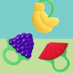 The Cheeky Kidzz Baby Fruit Shape Silicone Teether Teething Toys for Baby Textured Molar Teeth Soother Massage (PACK OF 3)-7