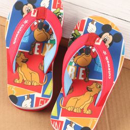 Cute Walk by Babyhug Disney Slip On Flip Flops with Back Strap Mickey Mouse Print - Red-image-97