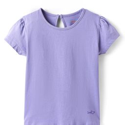 Kookie Kids Cotton Knit Half Sleeves Solid Color T-Shirt - Lavender-image-20