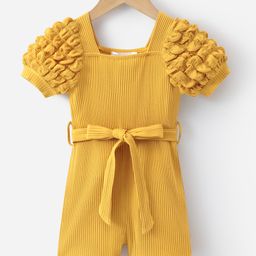 Mark & Mia Half Puffed Sleeves Jumpsuit - Yellow-image-22