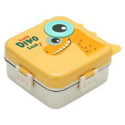 SCHOOLISH Cartoon Dinosaur Children Double Layers Leakproof 304 Stainless Steel Food Container bpa Free Steel Layer Kids School Tiffin bento 3 Compartment 1120ml+70ml Lunch Box- PACK OF 1- COLOR MAY VARY-image-74
