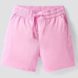 Primo Gino 100% Cotton Woven Knee Length Paper Bag Waist Pleated Solid Shorts - Light Pink-image-51