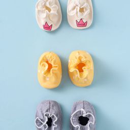 Ben Benny 100% Cotton Knit Mittens with Crown & Polka Dots Print Pack of 3 - Grey Yellow & White-picture-25