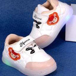 FEETWELL SHOES Cartoon Applique Detailed Velcro Closure LED Shoes-Light Pink-image-92