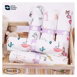 Ortis Cotton Muslin Swaddle Wrapper (Set of 5) (Print & Color May Vary)-image-48