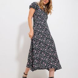 Trend Alacati stili Floral Printed Fit & Flare Midi Dress-image-83