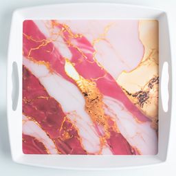 Superware Melamine Serving Tray Set Marble Pink Matte (Set Of 3) image 4