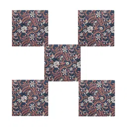 HANDICRAFT PALACE 6Pcs Blue & Pink Floral Block Printed Cotton Dinner Table Napkins-41