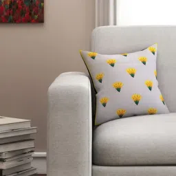 SEJ by Nisha Gupta Light Grey & Yellow Cushion Covers - Set of 1-31