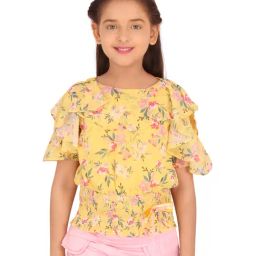 Cutecumber Kids Yellow Floral Print Top-image-97