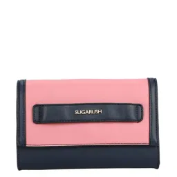 Sugarush Manchester Navy & Pink Textured Wallet for Women-picture-17