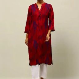 Rangriti Red Printed Straight Kurta-image-18