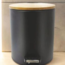 OBSESSIONS Black Bamboo Lid Step Dustbin (5 Litre)-picture-39