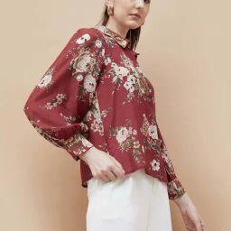 Code By Lifestyle Medium Wine Regular Fit Printed Shirt image 3
