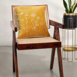 Living Scapes by Pantaloons Yellow Cotton Cushion Cover-image-96