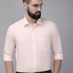 Arrow Pure Cotton Manhattan Self Design Horizontal Stripes Slim Fit Opaque Formal Shirt-picture-5