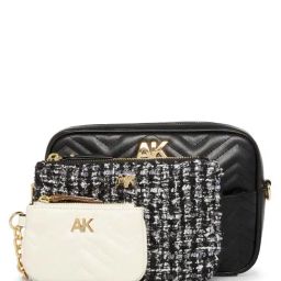 Anne Klein Black Quilted Sling Handbag With Pouches-46