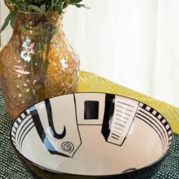 Mombaye City Hand Painted Ceramic Round Bowl-24