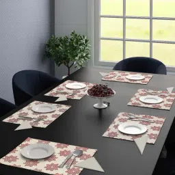Saral Home Red & White Cotton 42 TC Placemats with Napkin - Set of 12-image-77