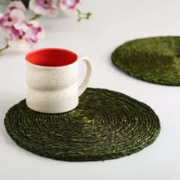 Unravel India Green Sabai grass Coaster - Set of 2-20