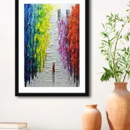999Store Multicolor MDF Abstract Love Couple Printed Paper Wall Painting - Set of 1-7