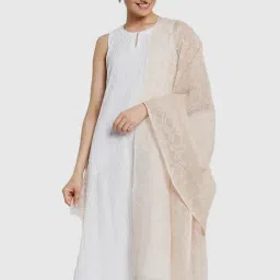 Fabindia Peach Embroidered Dupatta-picture-8
