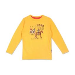 U.S. Polo Assn. Kids Mustard Cotton Printed Full Sleeves T-Shirt-image-47
