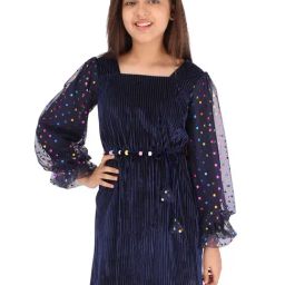 Cutecumber Kids Navy Embellished Full Sleeves Dress-picture-21