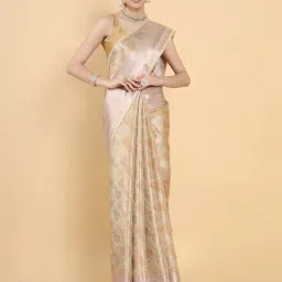 Mimosa Beige Woven Art Silk Kasavu Saree With Blouse-picture-30