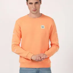 Wrangler Orange Full Sleeves Round Neck Sweatshirt-picture-4