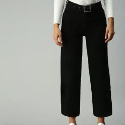 SHOWOFF Wide Leg Clean Look Black Jeans-image-91