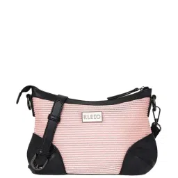 KLEIO Pink Textured Medium Sling Handbag-13