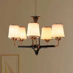 Kapoor E Illuminations Hartland Gold & Black Glass 5-Lights Fusion Chandelier Light - Set of 1-picture-7