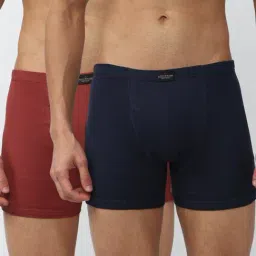 Peter England Maroon & Blue Cotton Regular Fit Trunks - Pack Of 2-picture-29