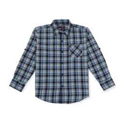 Gini & Jony Kids Navy & White Cotton Chequered Full Sleeves Shirt-image-57