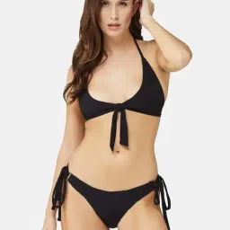 Secrets By ZeroKaata Black Plain Swimwear Bra Panty Set-image-83