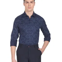 Arrow Ink Blue Cotton Slim Fit Printed Shirt-picture-22