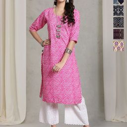 7Threads Selection Of 6 Leheriya Printed Round Neck Straight Kurtas-image-63