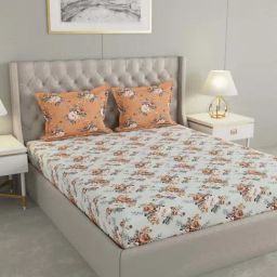 Raymond Home Mystique Brown 110 TC Cotton Queen Bedsheet with 2 Pillow Covers-image-72
