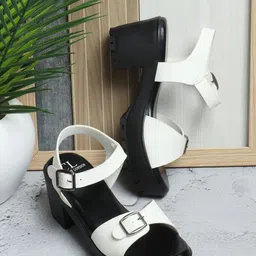 Carlton London Women Backstrap Block Buckles Sandals Heels-6