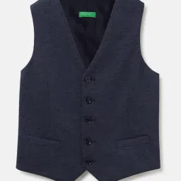 United Colors of Benetton Kids Navy Textured Waistcoat-picture-11
