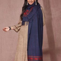 Fabindia Navy Blue Wool Regular Fit Woven Stole-image-34