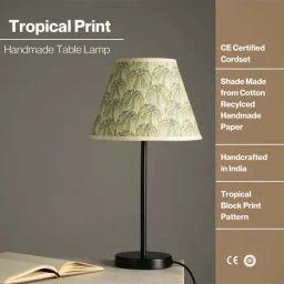 FIG Living Green Paper Tropical Print Table Lamp-14