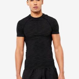 Domyos by Decathlon Black Slim Fit Self Pattern Sports T-Shirt-image-43