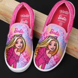 Kidsville Kids Barbie Printed Pink Loafers-image-4