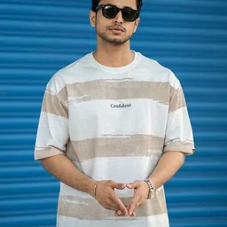 Maniac Men Striped Polo Collar T-shirt-image-99