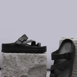Truffle Collection Women's Black Toe Ring Wedges-image-2