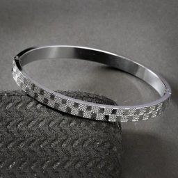 NVR Men Silver-Plated Stainless Steel Kada Bracelet-32